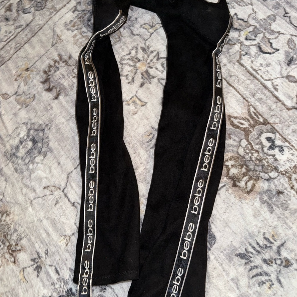 Bebe Black Pants with Logo Detail - Picture 2 of 6
